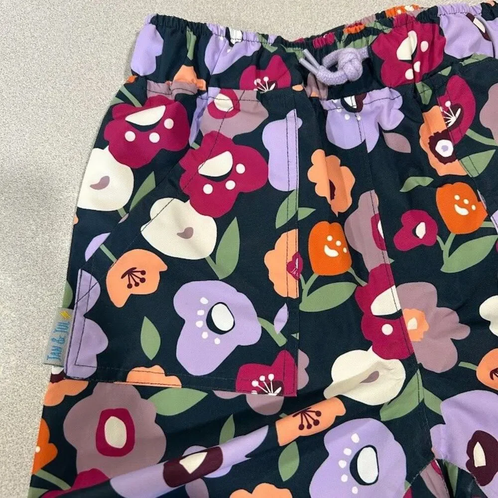 Jan & Jul Single Layer Rain Pants Girls 6Y Floral Print Puddle Dry Waterproof